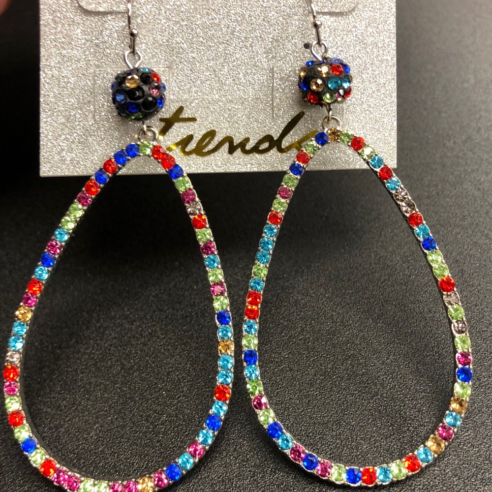 New, never worn, pretty multi-colored earrings